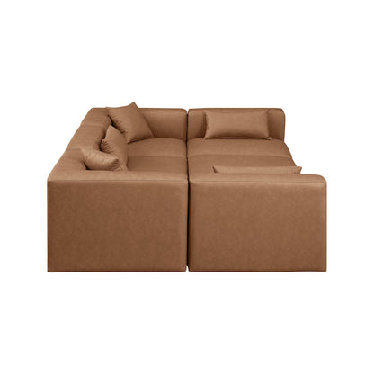 Cube Brown Vegan Leather Modular Sectional