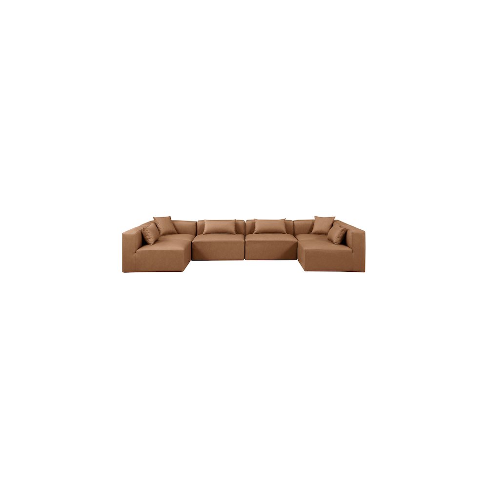 Cube Brown Vegan Leather Modular Sectional