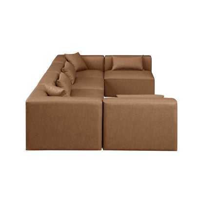 Cube Brown Vegan Leather Modular Sectional