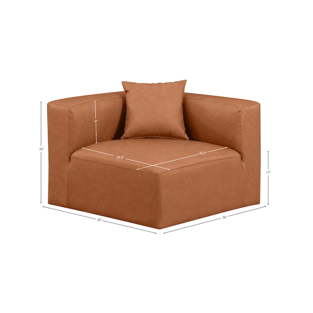 Cube Cognac Vegan Leather Corner Chair