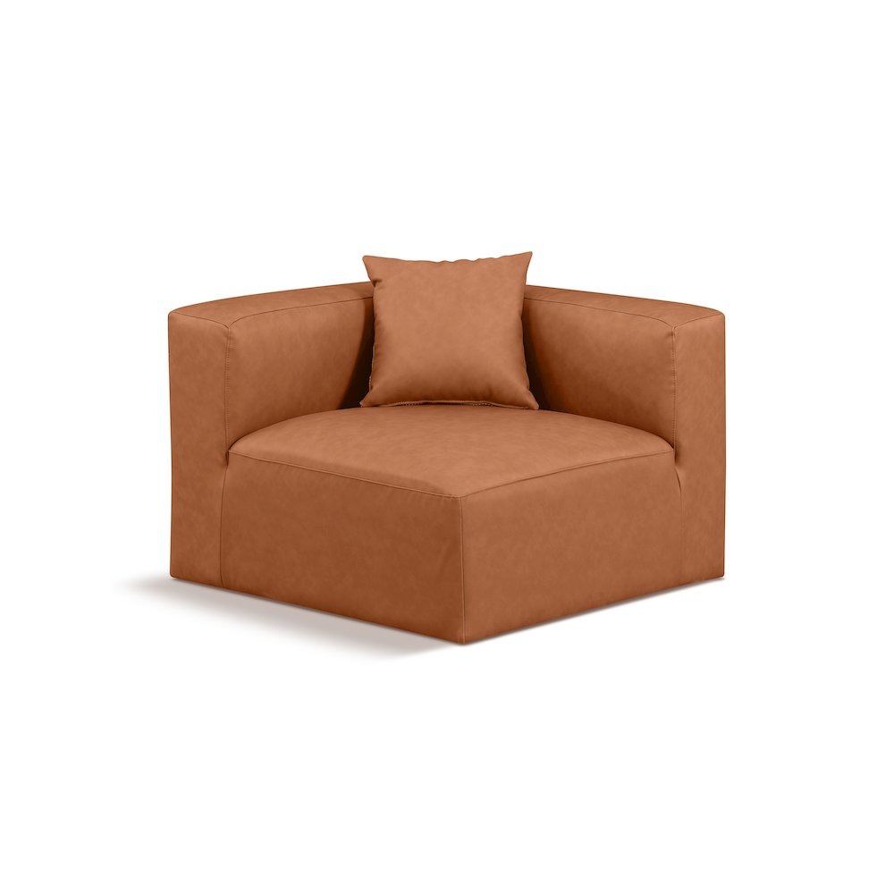 Cube Cognac Vegan Leather Corner Chair