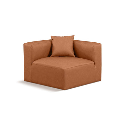 Cube Cognac Vegan Leather Corner Chair