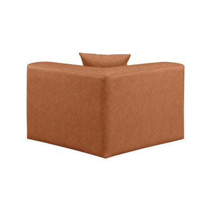 Cube Cognac Vegan Leather Corner Chair