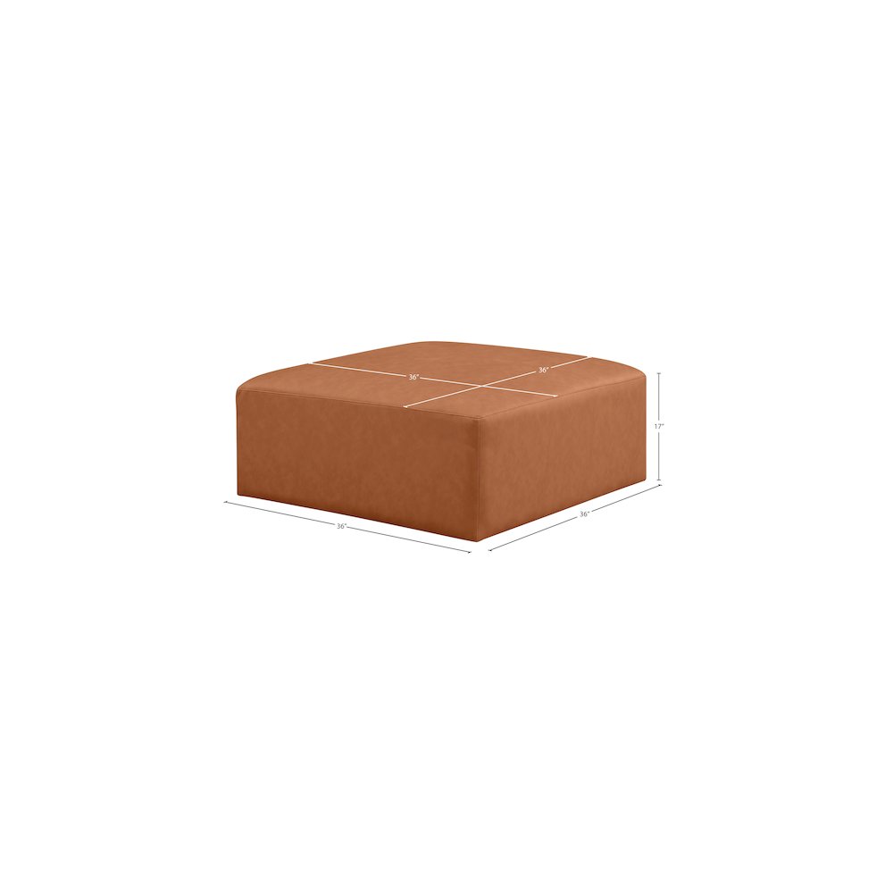 Cube Cognac Vegan Leather Ottoman