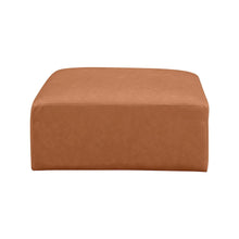 Cube Cognac Vegan Leather Ottoman