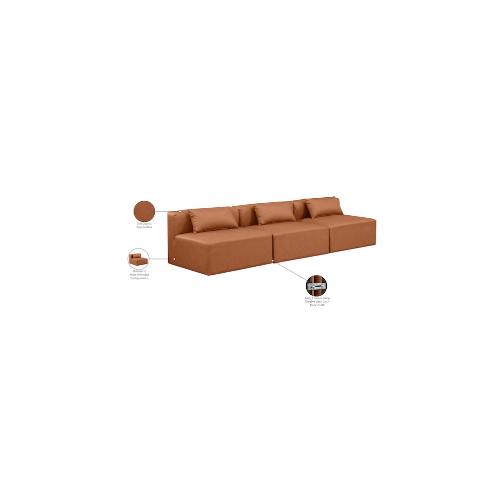 Cube Cognac Vegan Leather Modular Sofa