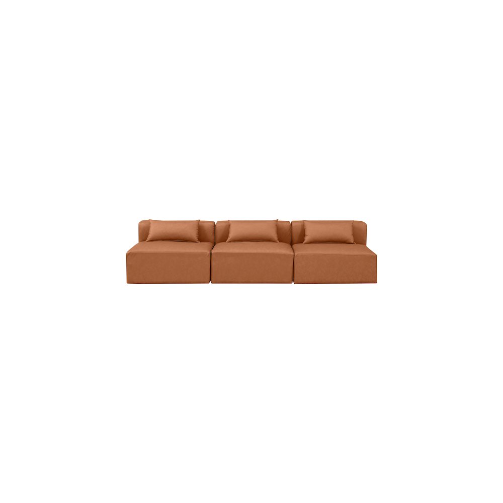Cube Cognac Vegan Leather Modular Sofa