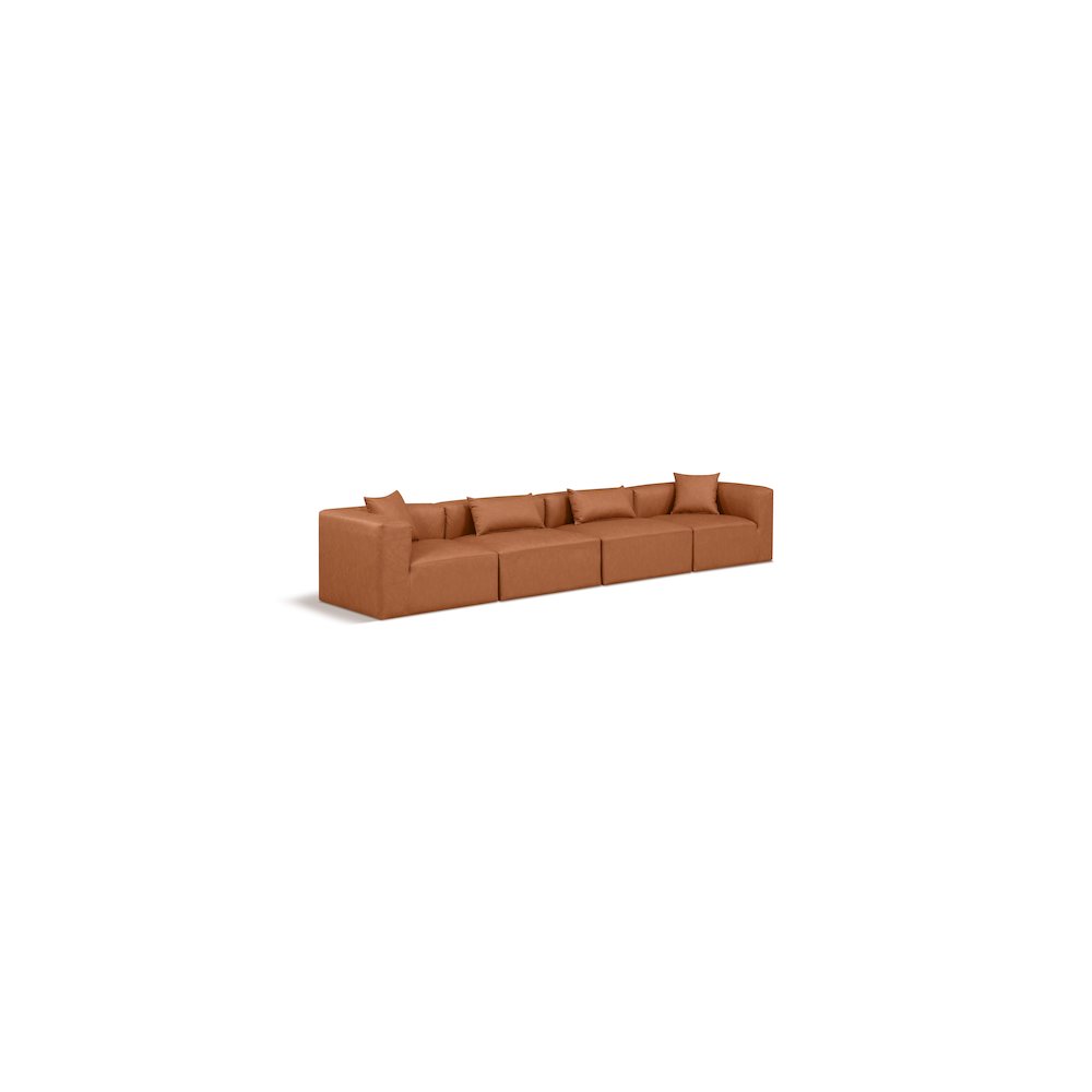 Cube Cognac Vegan Leather Modular Sofa