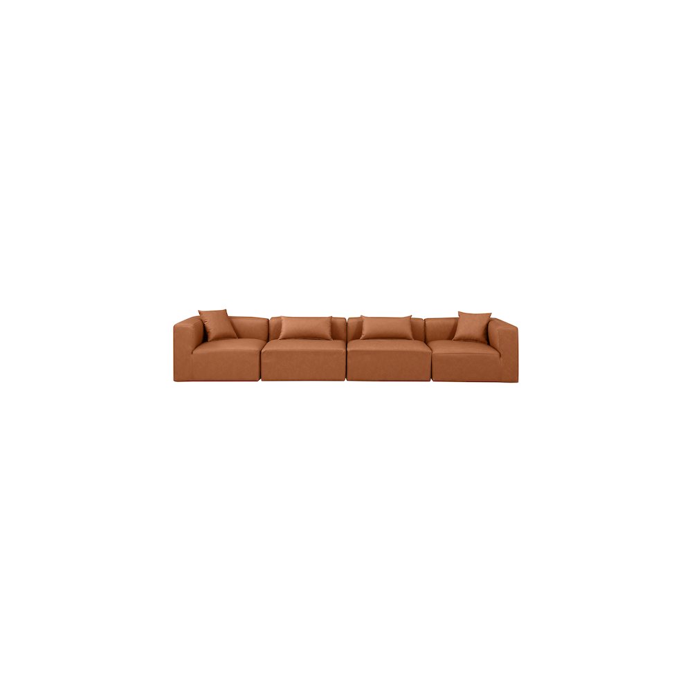 Cube Cognac Vegan Leather Modular Sofa
