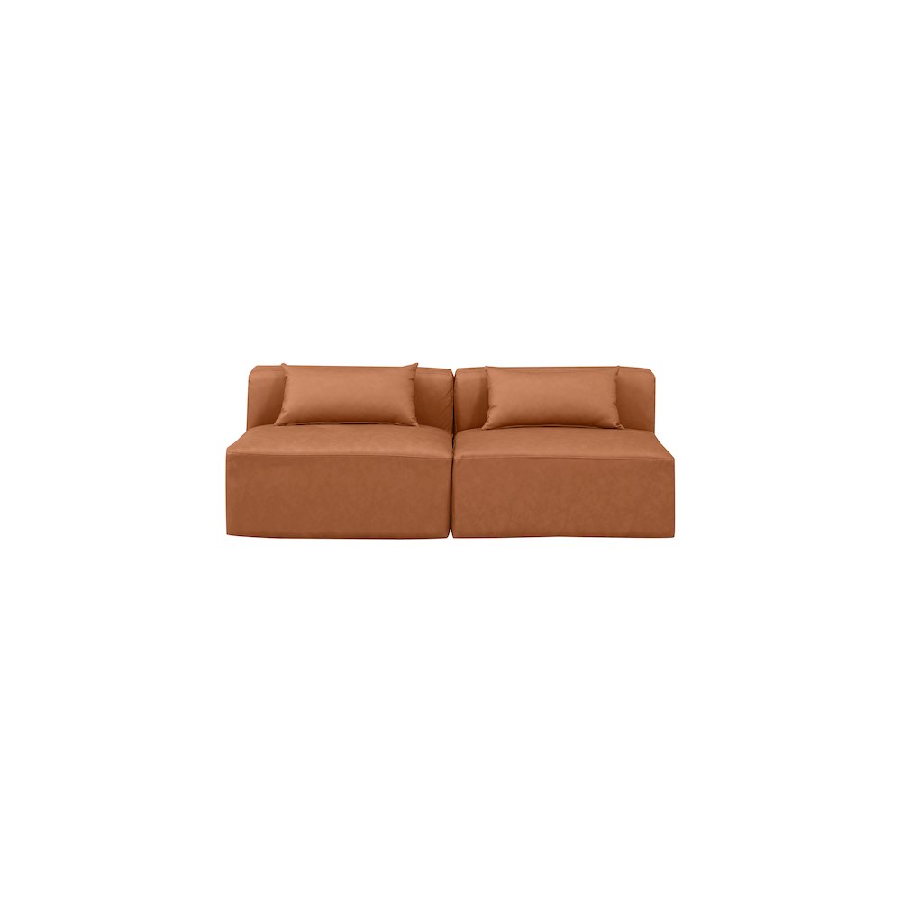 Cube Cognac Vegan Leather Modular Sofa