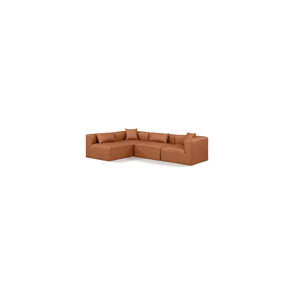 Cube Cognac Vegan Leather Modular Sectional