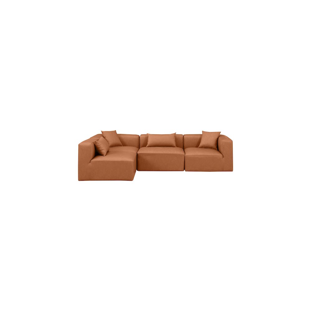 Cube Cognac Vegan Leather Modular Sectional