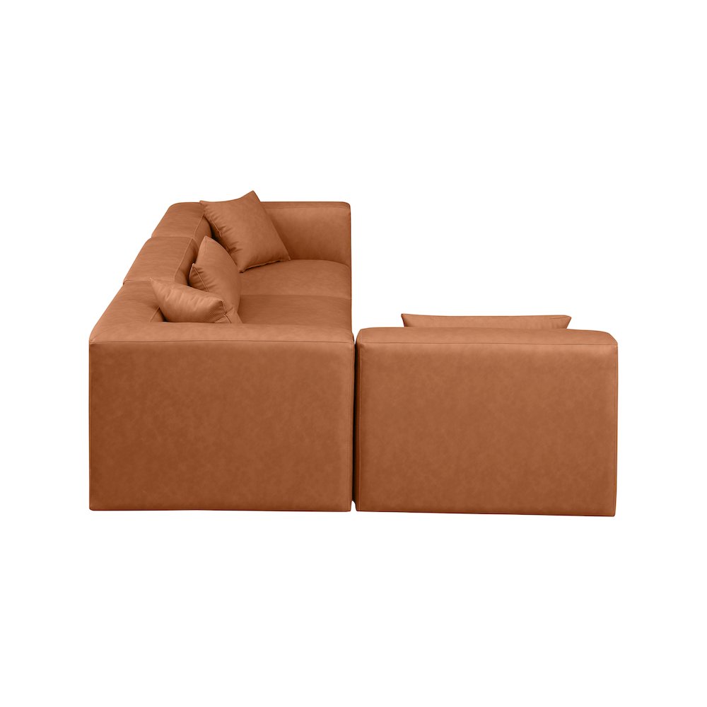 Cube Cognac Vegan Leather Modular Sectional