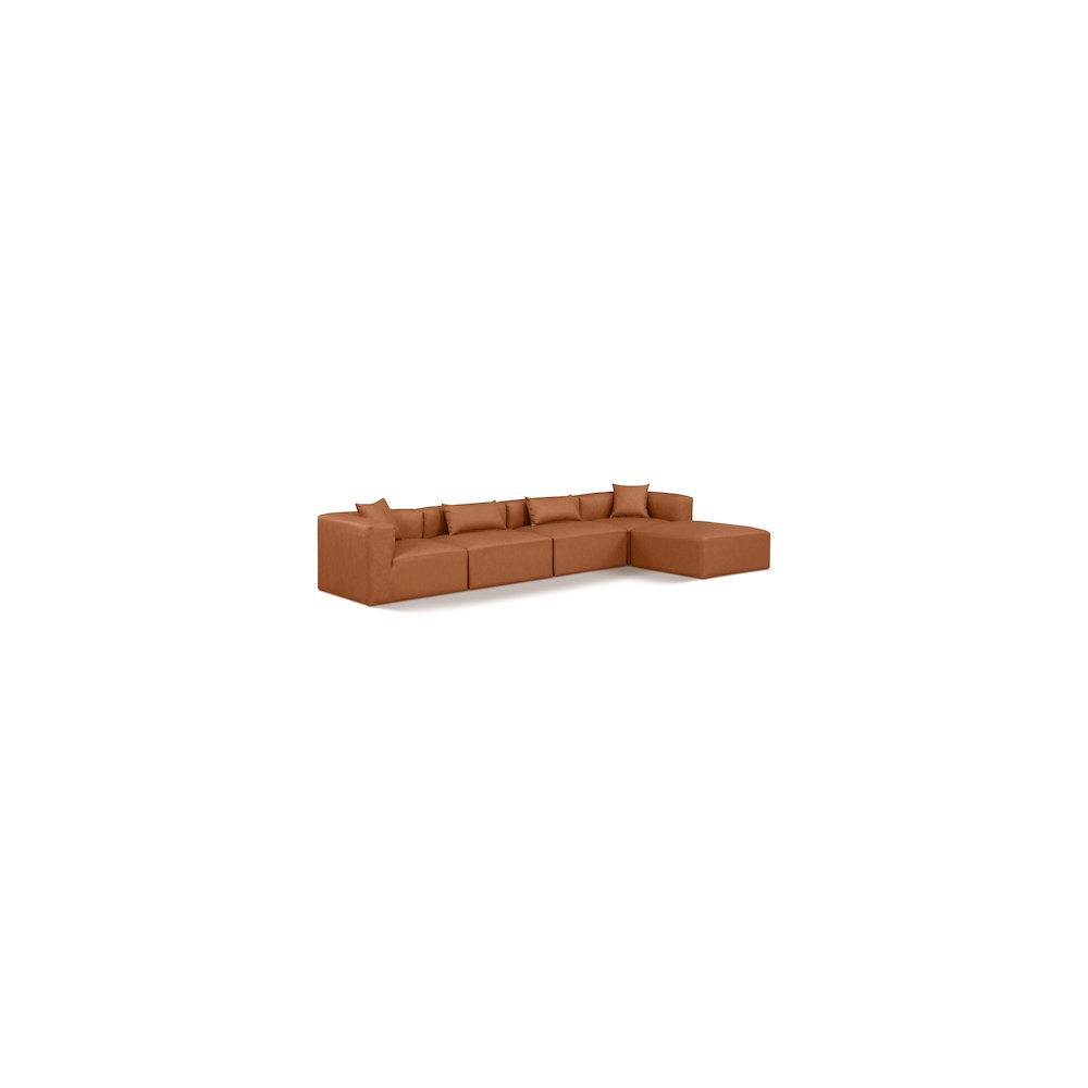 Cube Cognac Vegan Leather Modular Sectional