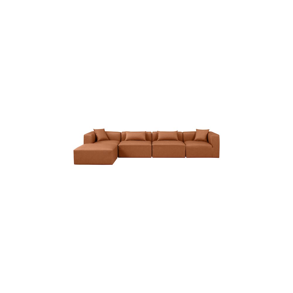 Cube Cognac Vegan Leather Modular Sectional
