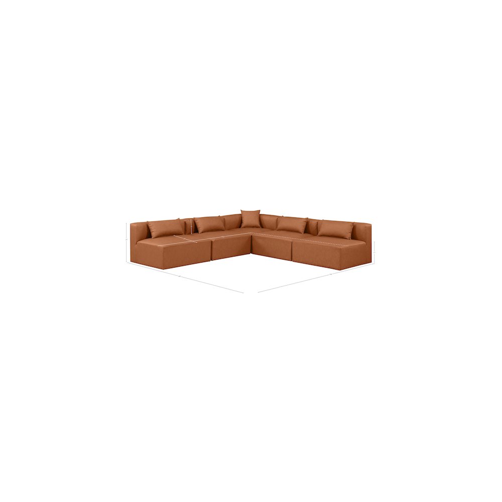 Cube Cognac Vegan Leather Modular Sectional