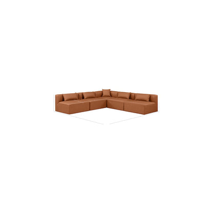 Cube Cognac Vegan Leather Modular Sectional