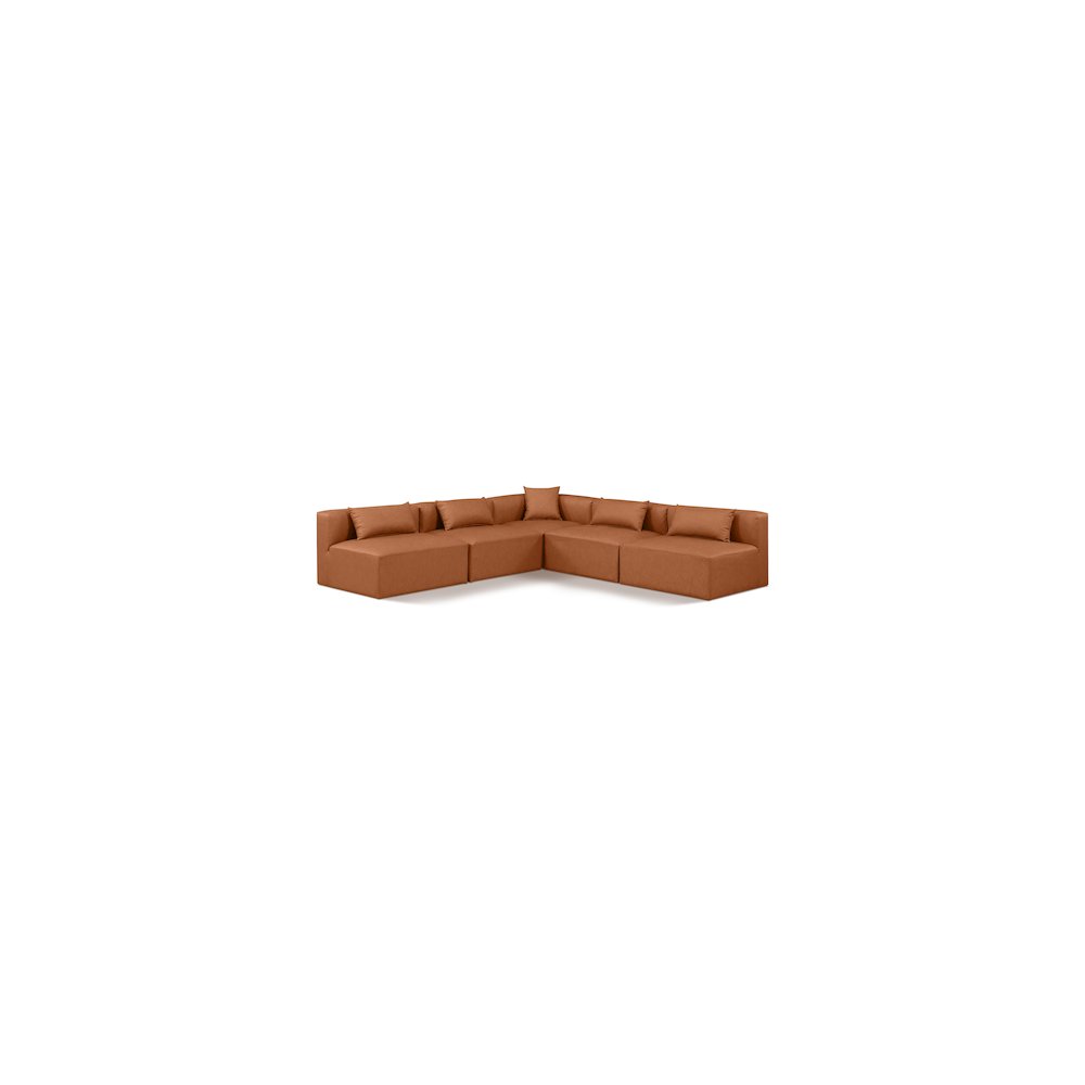 Cube Cognac Vegan Leather Modular Sectional