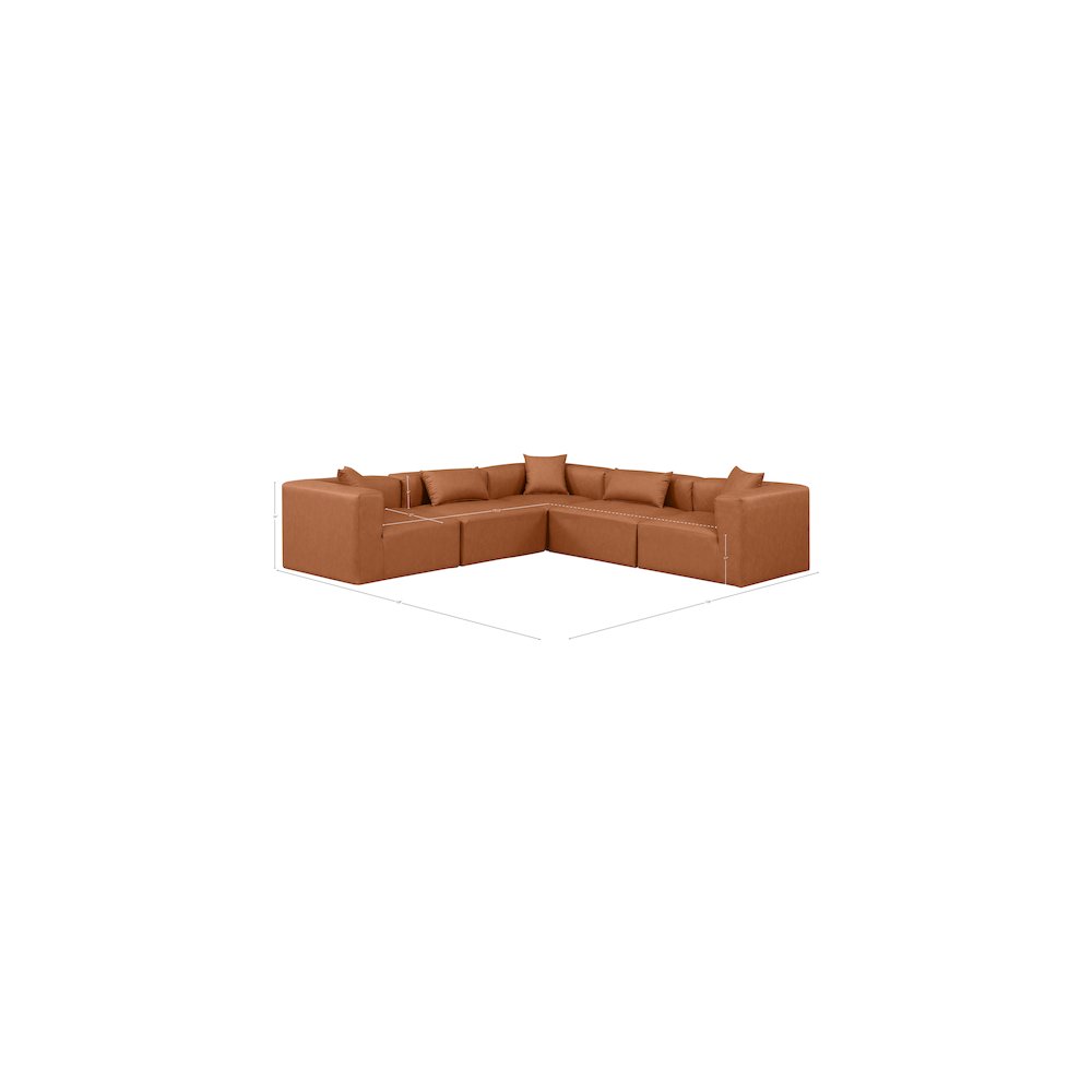 Cube Cognac Vegan Leather Modular Sectional