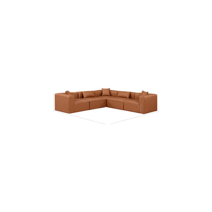 Cube Cognac Vegan Leather Modular Sectional