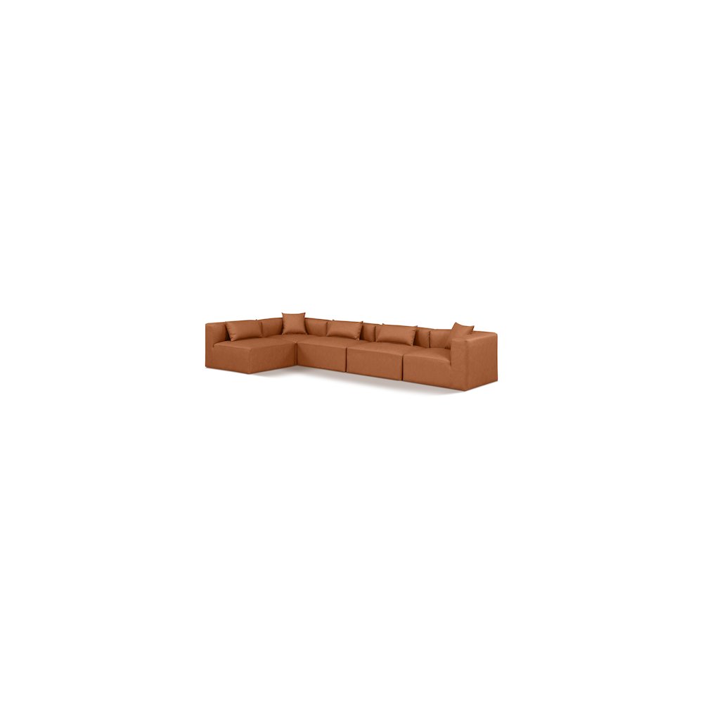 Cube Cognac Vegan Leather Modular Sectional