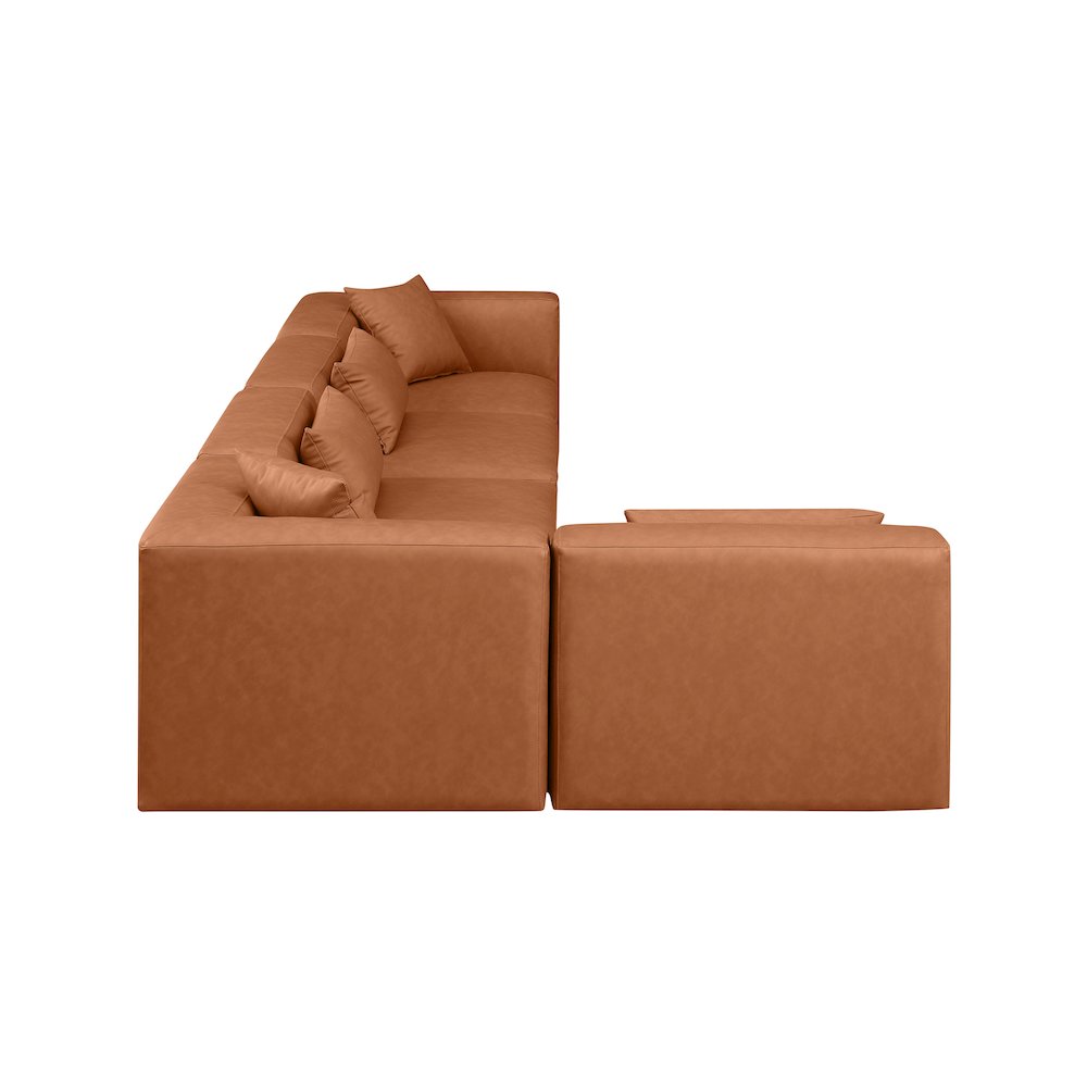 Cube Cognac Vegan Leather Modular Sectional