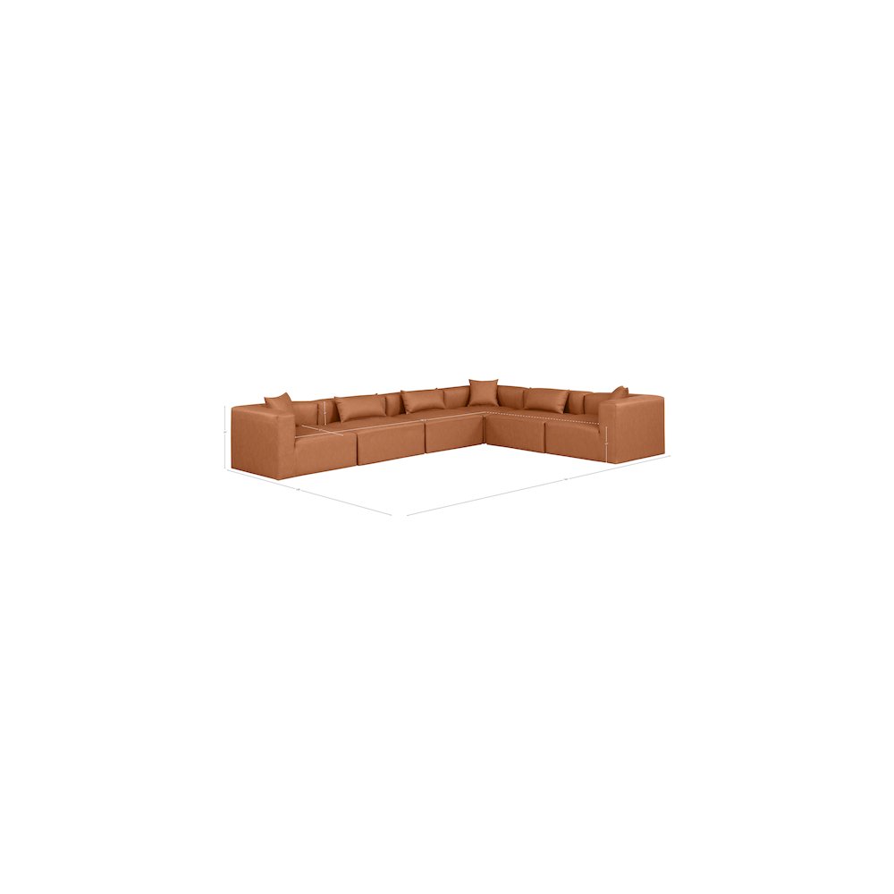 Cube Cognac Vegan Leather Modular Sectional
