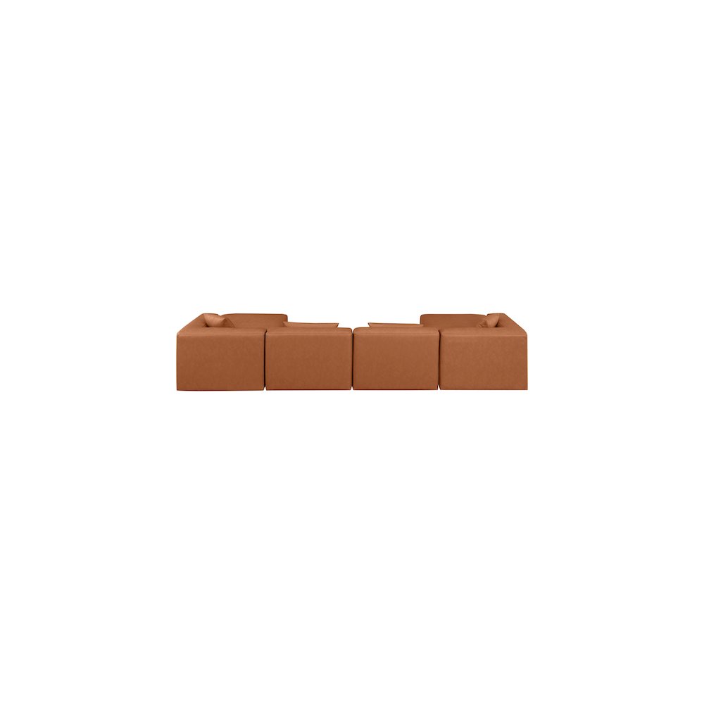 Cube Cognac Vegan Leather Modular Sectional