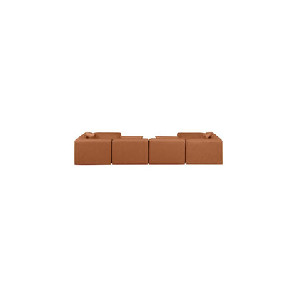 Cube Cognac Vegan Leather Modular Sectional