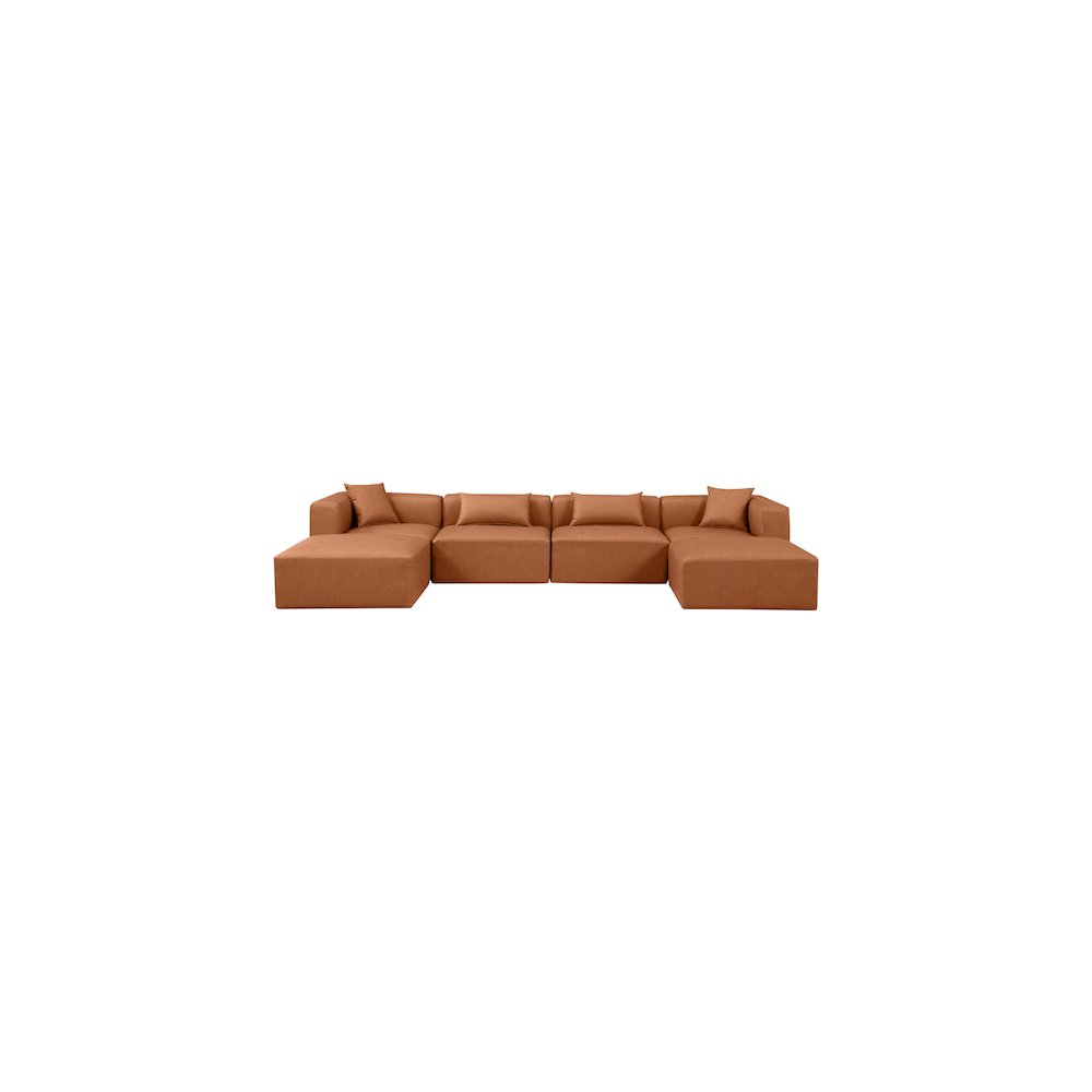 Cube Cognac Vegan Leather Modular Sectional