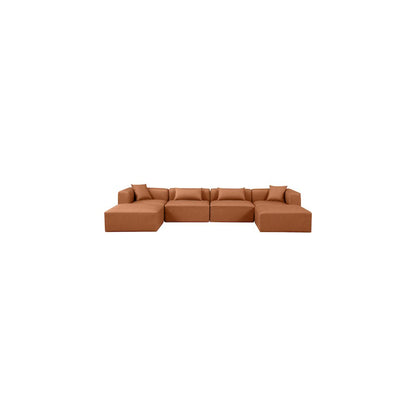 Cube Cognac Vegan Leather Modular Sectional