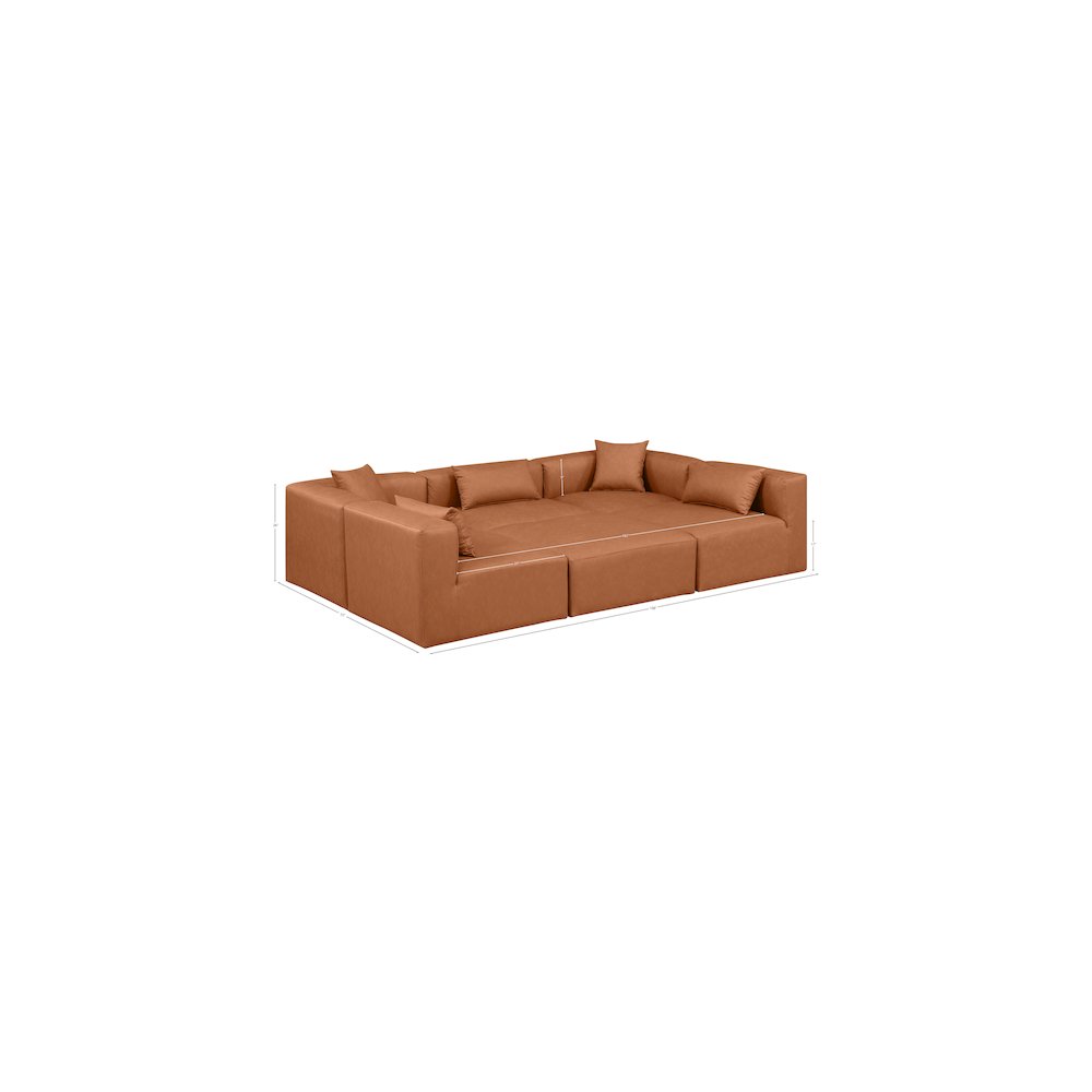 Cube Cognac Vegan Leather Modular Sectional