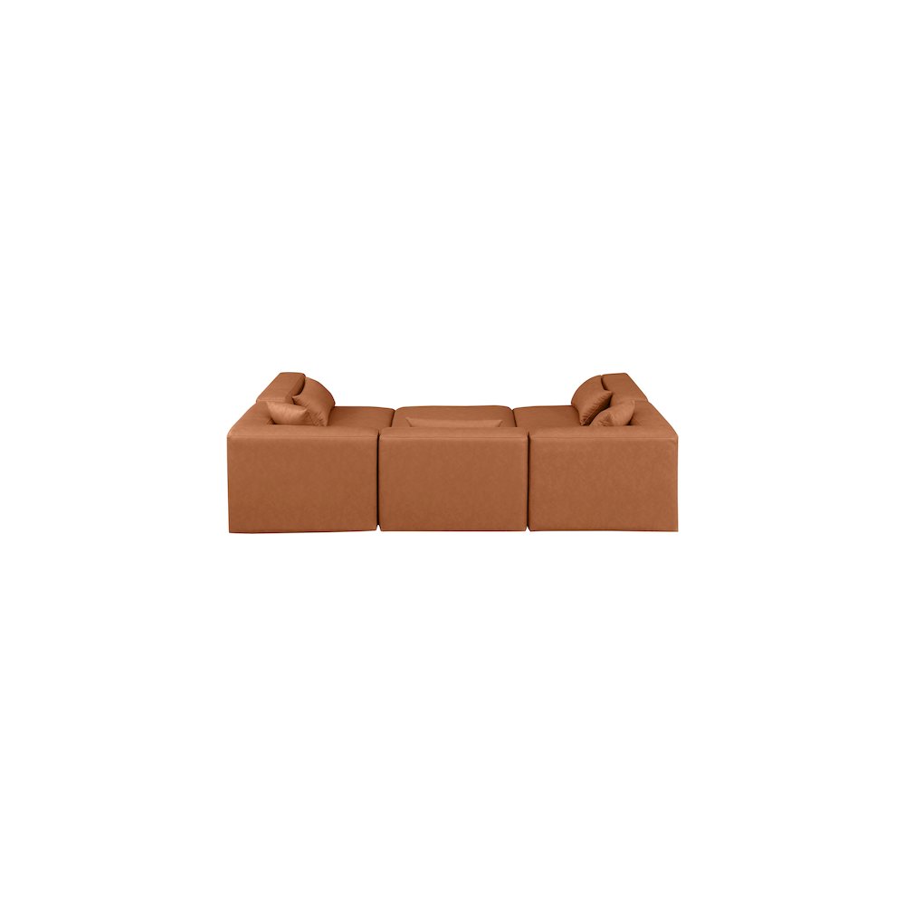 Cube Cognac Vegan Leather Modular Sectional