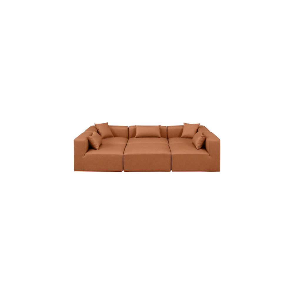 Cube Cognac Vegan Leather Modular Sectional