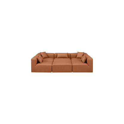 Cube Cognac Vegan Leather Modular Sectional