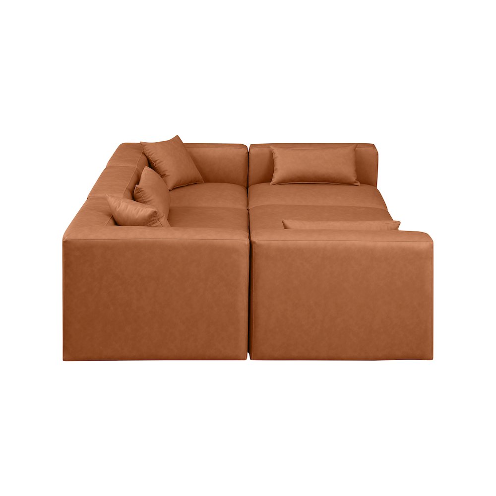 Cube Cognac Vegan Leather Modular Sectional