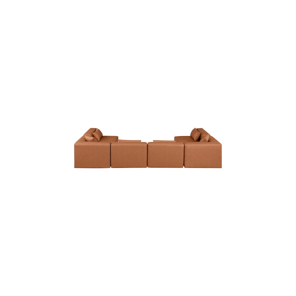 Cube Cognac Vegan Leather Modular Sectional