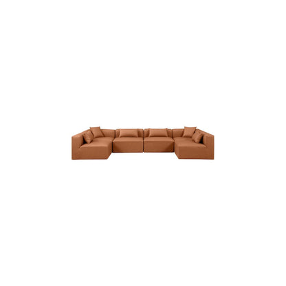 Cube Cognac Vegan Leather Modular Sectional