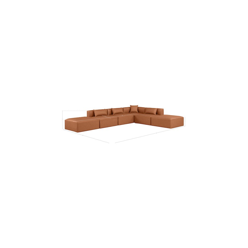 Cube Cognac Vegan Leather Modular Sectional