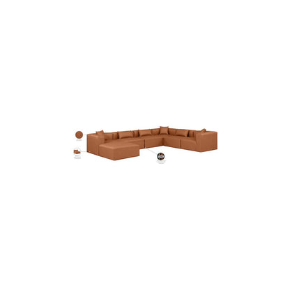 Cube Cognac Vegan Leather Modular Sectional