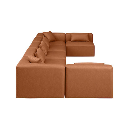 Cube Cognac Vegan Leather Modular Sectional