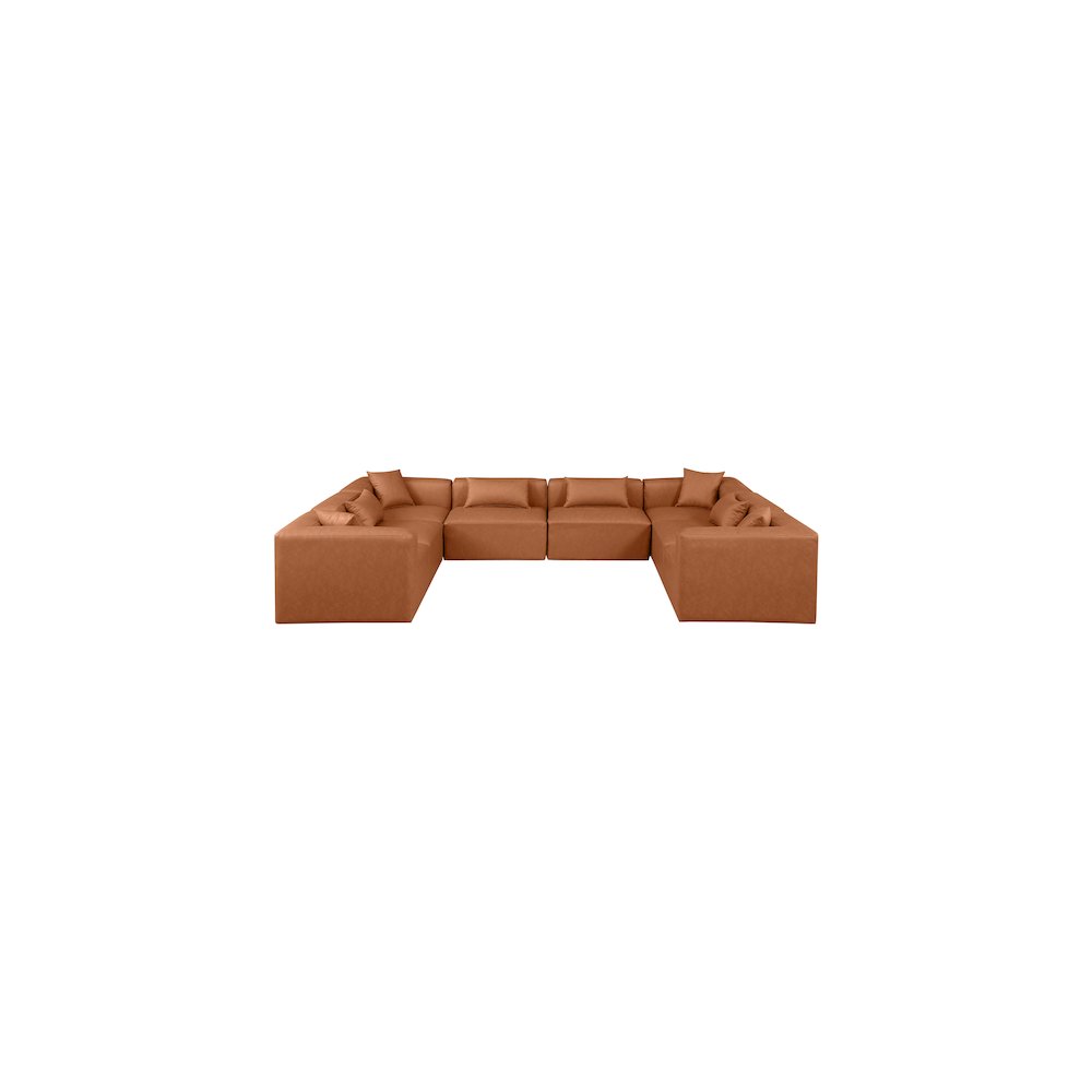 Cube Cognac Vegan Leather Modular Sectional