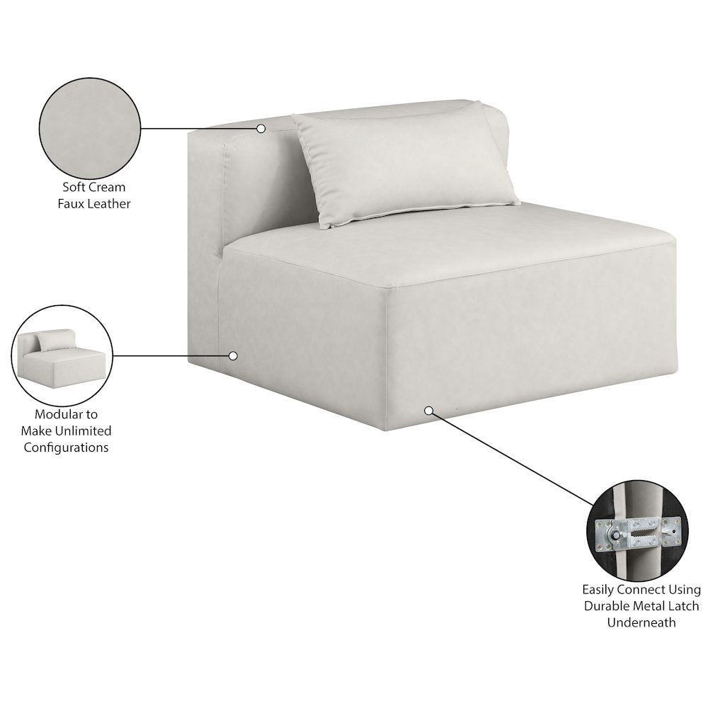Cube Cream Vegan Leather Armless Chair