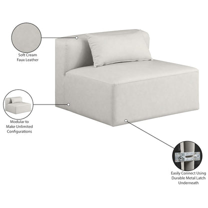 Cube Cream Vegan Leather Armless Chair