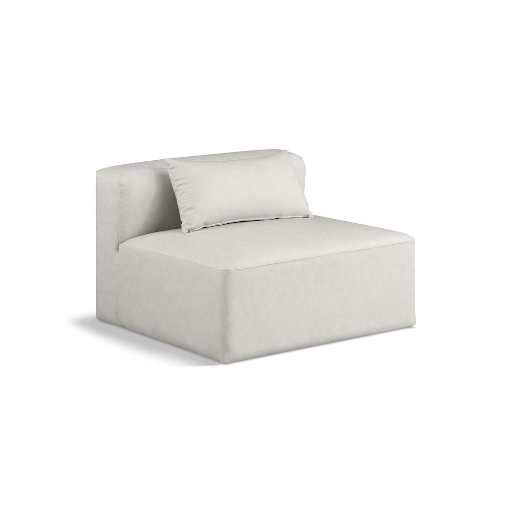 Cube Cream Vegan Leather Armless Chair