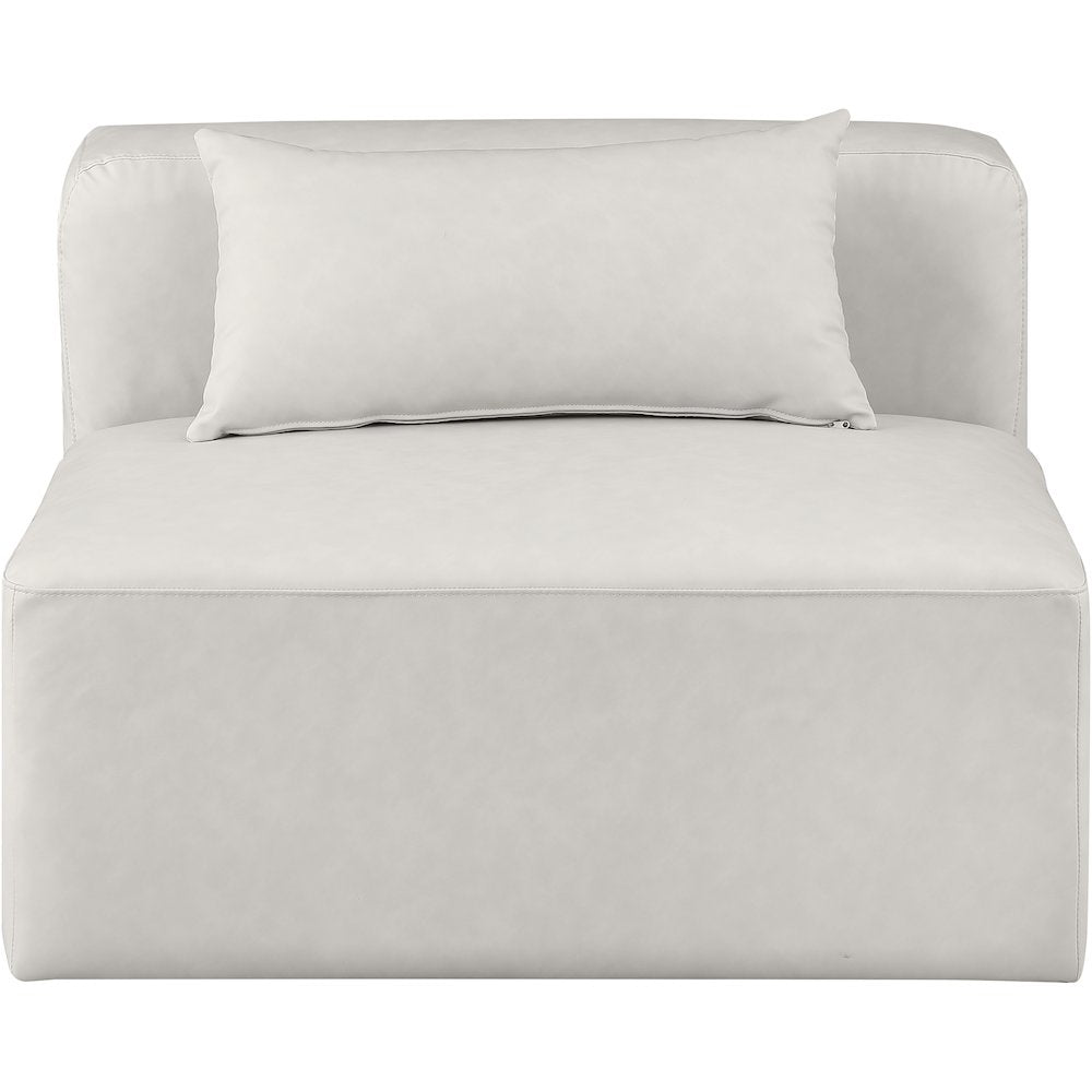 Cube Cream Vegan Leather Armless Chair