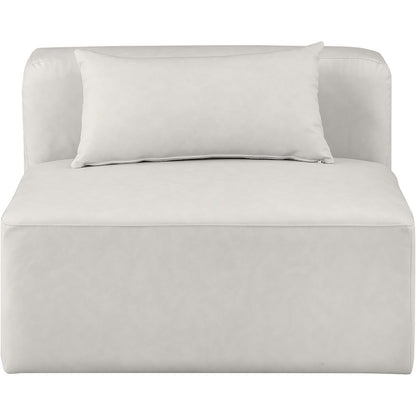 Cube Cream Vegan Leather Armless Chair