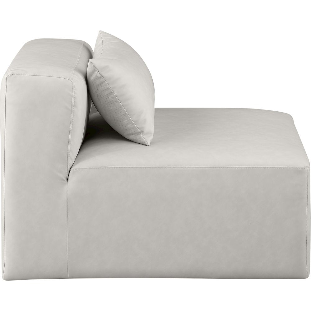 Cube Cream Vegan Leather Armless Chair