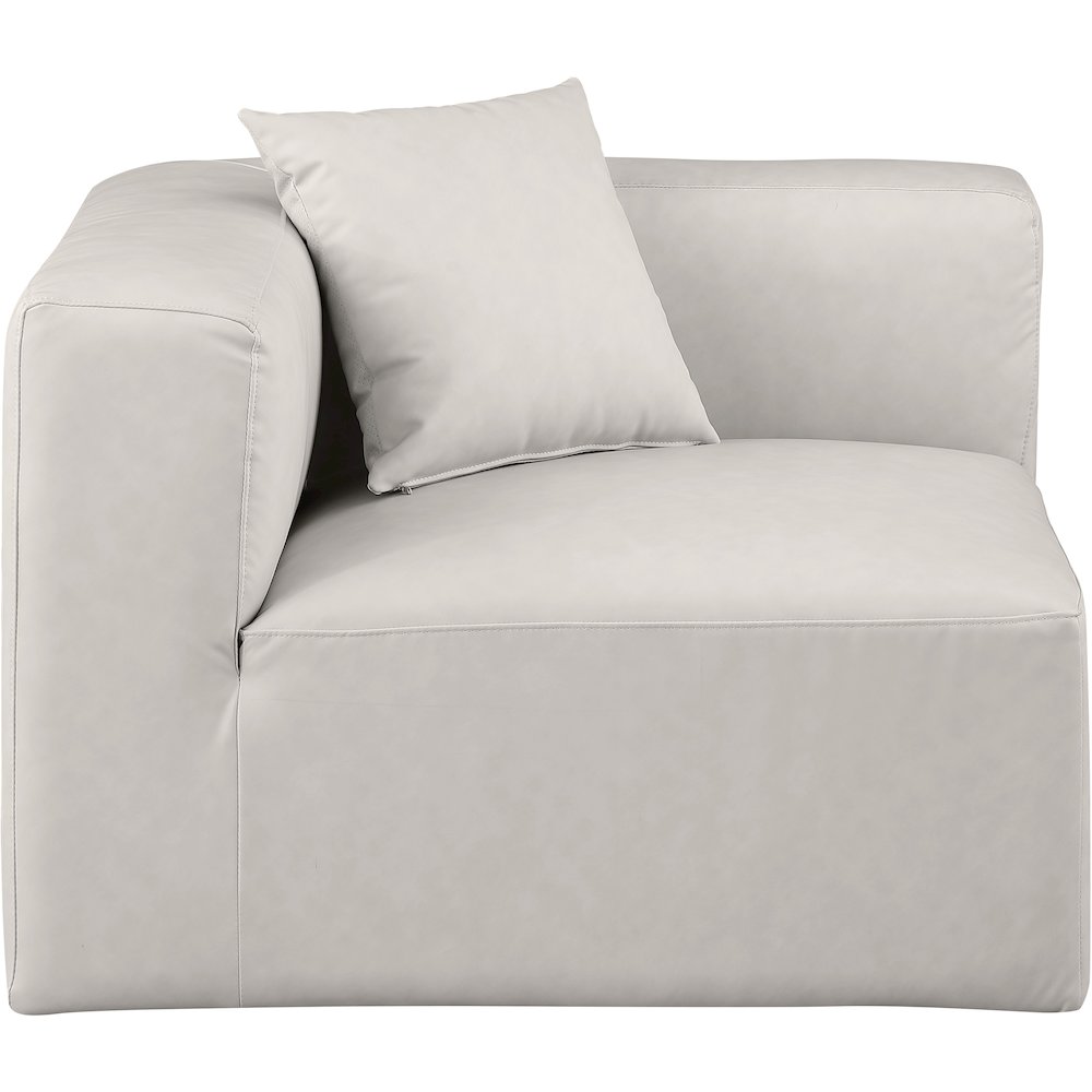 Cube Cream Vegan Leather Corner Chair