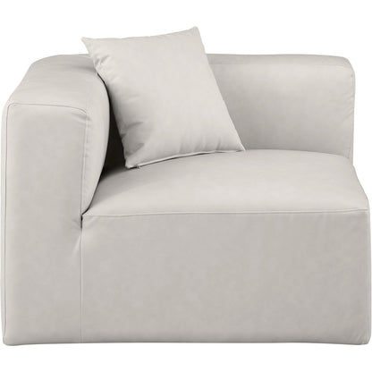 Cube Cream Vegan Leather Corner Chair